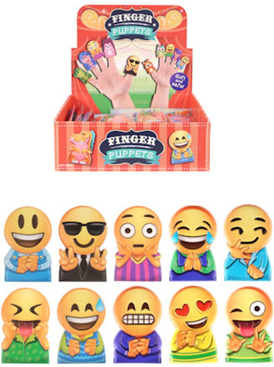 96 STUKS | Vinger Figuren - Model: Smiley in Display (Traktatie /Uitdeelcadeautjes)